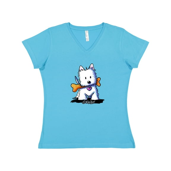 Inktastic KiniArt Westie with Bone Women's V-Neck T-Shirt