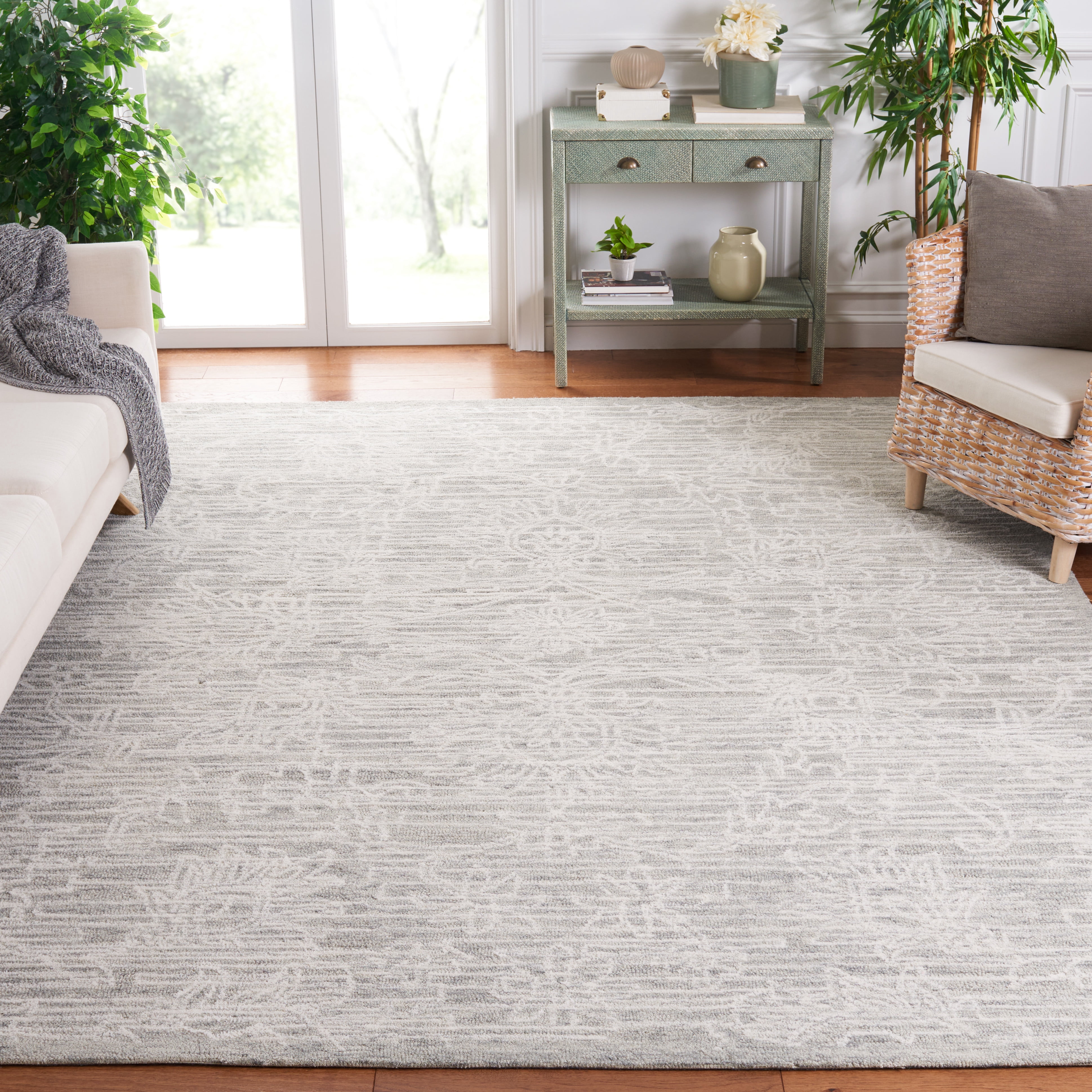 SAFAVIEH Roslyn Olivia Abstract Area Rug, Light Grey/Ivory, 8' x 10'