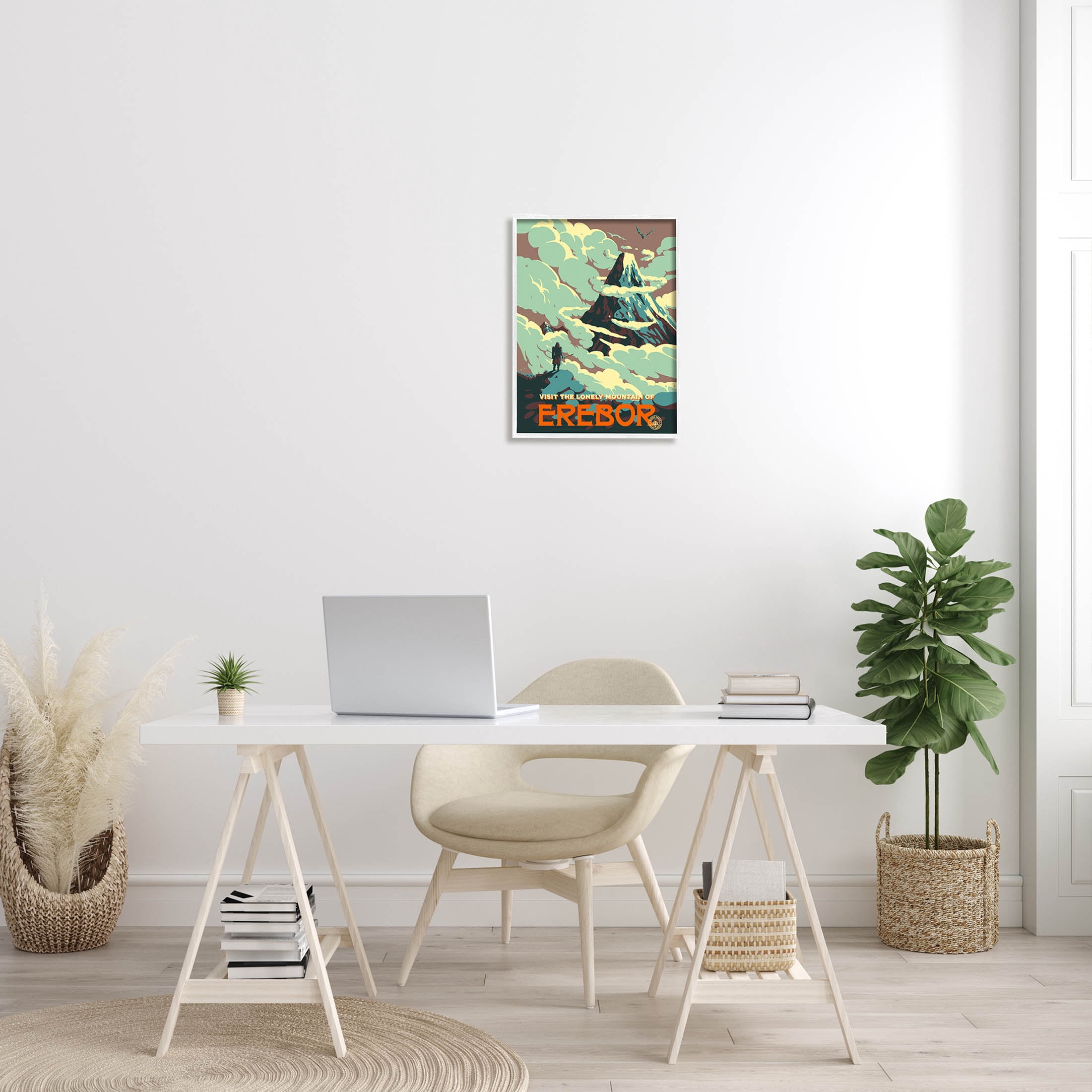 Stupell Industries Fantasy Science Fiction Erebor Mountain Graphic Art White Framed Art Print Wall Art, Design by Matheus Lopes Castro