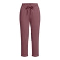 thumbnail image 5 of VBVC Women's Drawstring Capri Sweatpants , Casual Slim Summer Joggers For Women , Ladies' Straight Leg Crop Pants with Pockets, Pink , S-2XL, 5 of 6