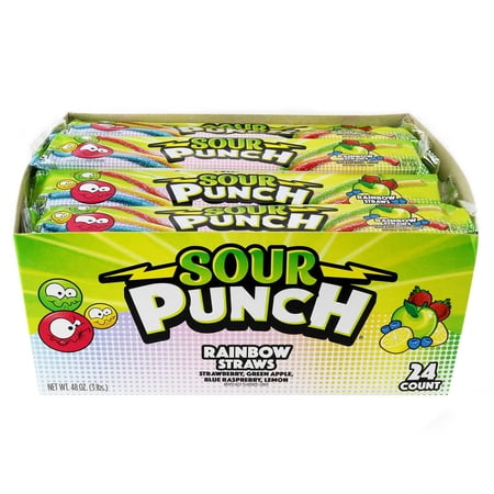 Sour Punch Straws  Rainbow  2 Oz  24-Count
