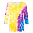 thumbnail image 4 of VBTAPA Womens Casual 3/4 Sleeve Round Neck Tops Cute Tie Dye Graphic T-Shirts Holiday Party Blouse Tees Daily Sales Multicolor XXXXL, 4 of 5