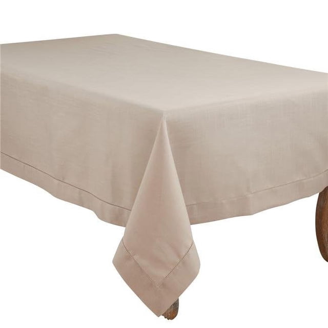 SARO 6308.T70104B 104 x 70 in. Rochester Collection Tablecloth with Hemstitched Border Taupe