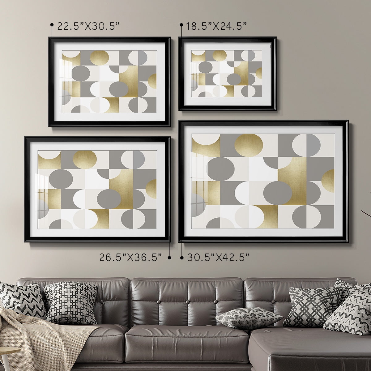 Modern Gold Reflections Premium Framed Print - Ready to Hang