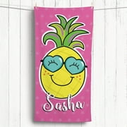 Happy Pineapple Personalized Kids Beach Towel