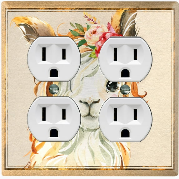 Metal Light Switch Plate Outlet Cover Baby Llama Flower Crown Portrait LLA004