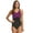Black/Amethyst, variant on Textured Chlorine Resistant Front Twist Colorblock One Piece Slimsuit, High Cut, Soft Cup, Athletic (Women’s)