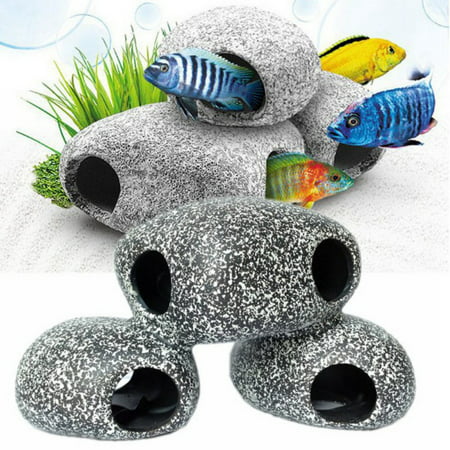 SUPERHOMUSE Funny Ceramic Rock Cave Stone Decoration For Fish Tank Benefical Accessories for Cichlids's Existence (Best Aquarium Lighting For African Cichlids)