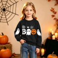 thumbnail image 2 of RUTAYY Girls Crewneck Sweatshirt Halloween Ghost Pumpkin Graphic Long Sleeve Kids Tops Casual Party Wear, Black, 2 of 6