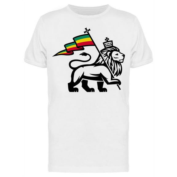 Lion With Rastafarian Flag T-Shirt Men -Image by Shutterstock, Male Large