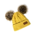 thumbnail image 4 of EeaseMX Gorro de punto con pompón doble para niños y niñas, cálido, de ganchillo, para otoño e invierno (amarillo), 4 of 7