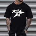 thumbnail image 2 of Rggeeun Mens T-Shirts Star Print Short Sleeve Crew Neck Loose Fit Soft Breathable for Summer Office Wear Casual Tee,Black,Xxxl, 2 of 4