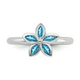 thumbnail image 4 of 925 Sterling Silver Blue Topaz Flower Stackable Ring Leaf Birthstone December Gemstone, 4 of 8