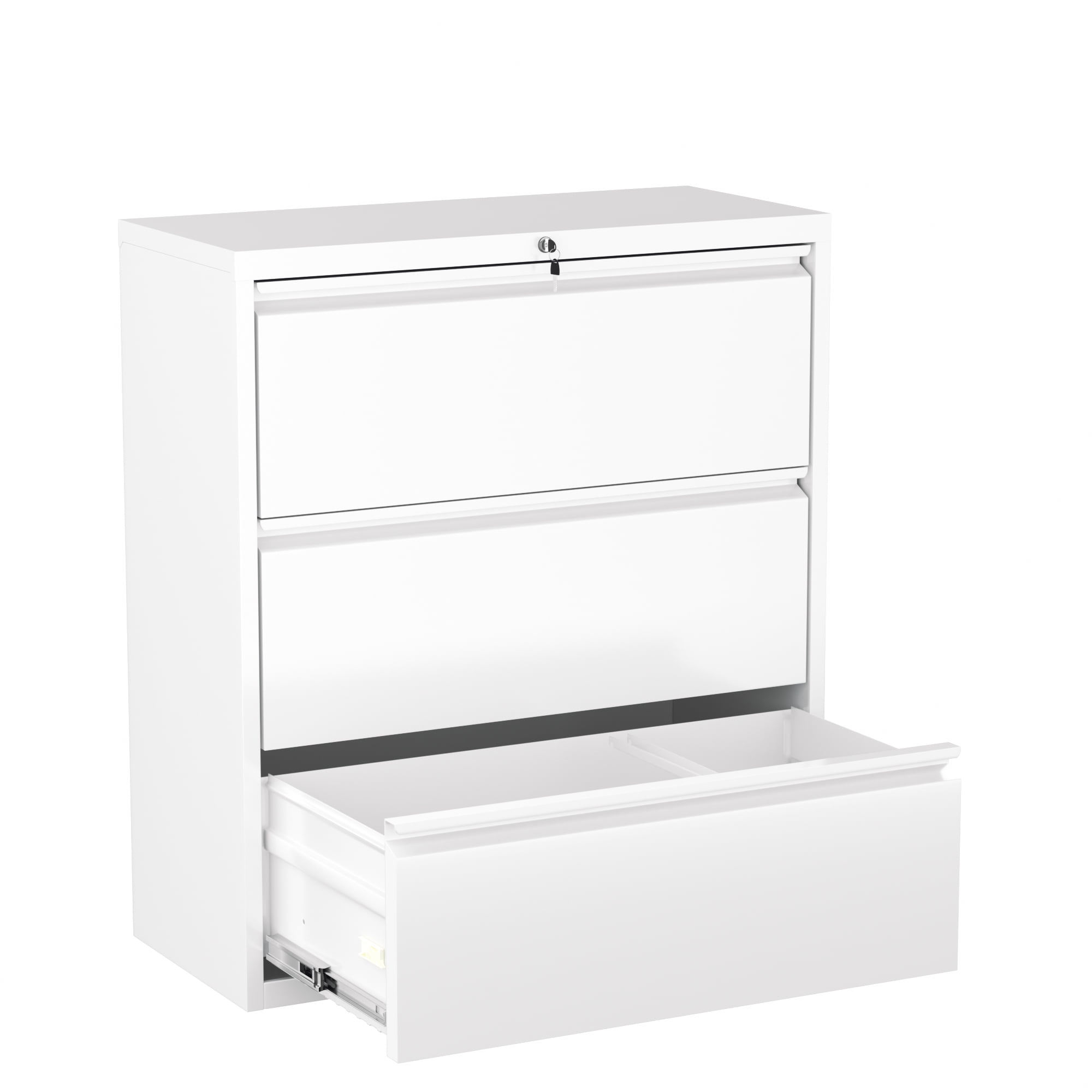 SUNCROWN 3 Drawer Filing Cabinet, White Lateral File Cabinet with Lock, Lockable Metal File Cabinets with Adjustable Hanging Bars&2 Keys, Locking File Cabinet for Home Office, Legal/F4/Letter, Etc