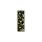 queens of christmas wl-garsq-09-mardi-lww pre-lit led sequoia christmas garland decorated with the mardi gras ornament collection, 9', warm white