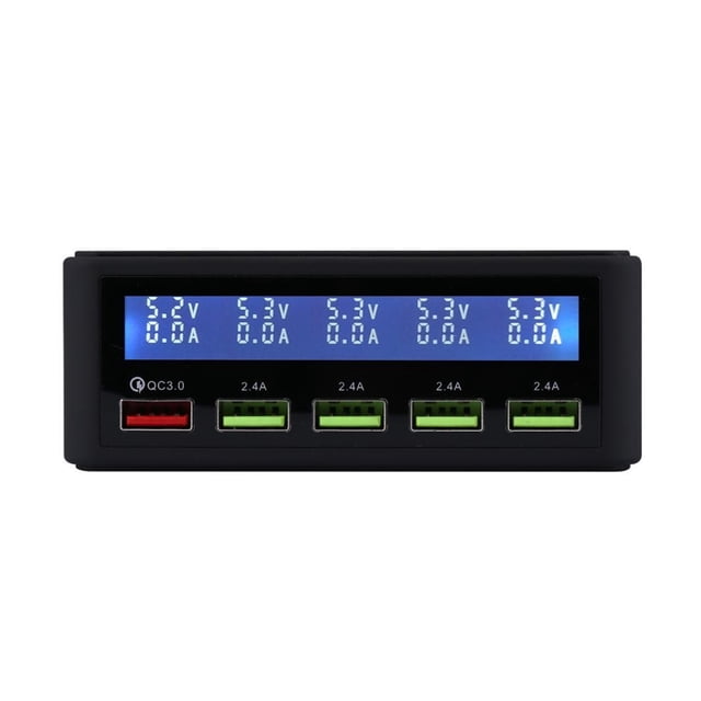 USB Quick Charger 40W 5-Port LED Display Quick Charge 3.0 Desktop Charger Charging Station Multi Port Travel Fast Wall Charger Hub For Smart Phones, Tablet ,Easy to Use