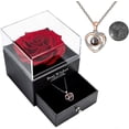 thumbnail image 1 of Preserved Real Rose With Love You Necklace In 100 Languages Gift, 1 of 5