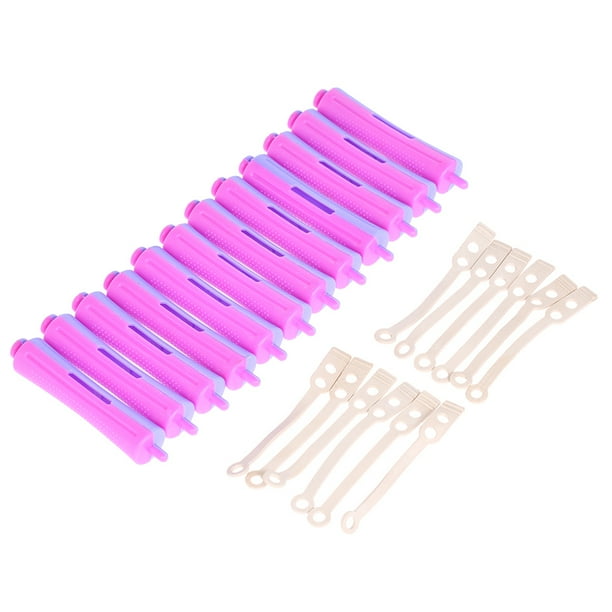 12 Pieces Salon Cold Rods Hair Roller With Rubber Band Curling Curler