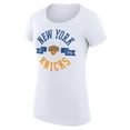thumbnail image 2 of Women's G-III 4Her by Carl Banks White New York Knicks Super-Slim Fit Lightweight Large City Logo T-Shirt, 2 of 3