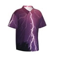 thumbnail image 2 of Fotbe Thunderstorm Violet Purple Hawaiian Shirt For Men Unisex Summer Beach Casual Short Sleeve Cotton Linen Button Down Shirts-Large, 2 of 9