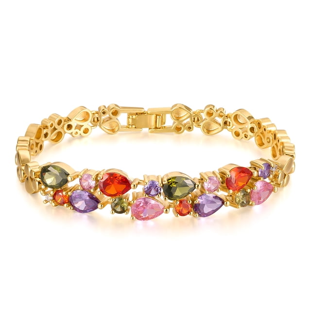 Pulsera de moda para mujer con detalles de piedras preciosas multicolores