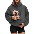thumbnail image 3 of FUZHIQ Women's Fuzzy Pet Pouch Hoodie Cat Dog Carrier Sweatshirt Round Zipper Opening Kangaroo Pocket Plush Hooded Pullover for Small Pets, 3 of 6