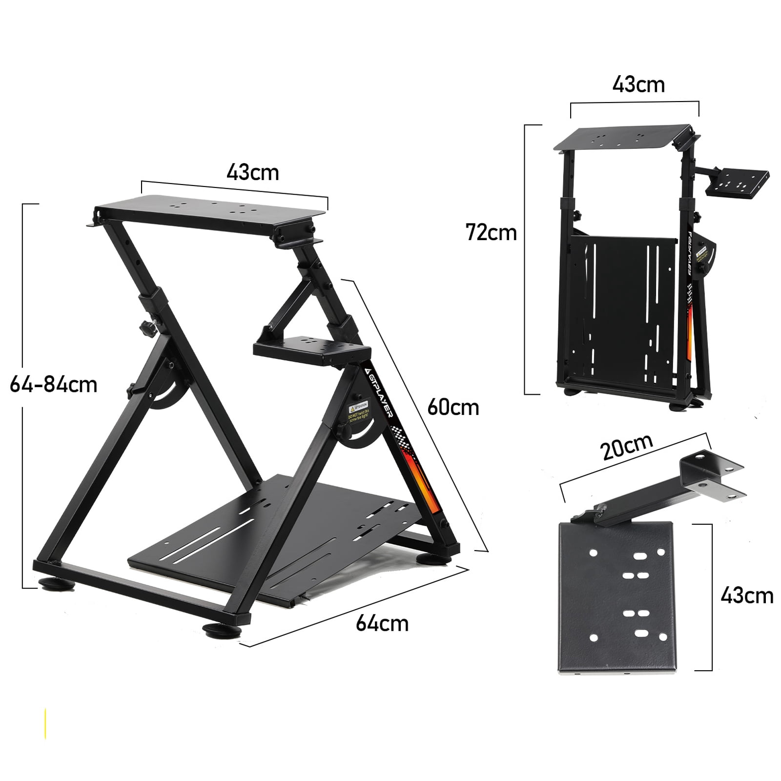 Gtplayer Sim Racing Wheel Stand Simulator Cockpit for Logitech and Thrustmaster with Shifter Mount, BlackOrange(No cup holde)