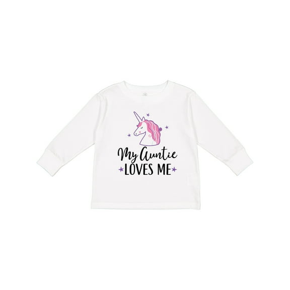Inktastic My Auntie Loves Me Unicorn Girls Long Sleeve Toddler T-Shirt