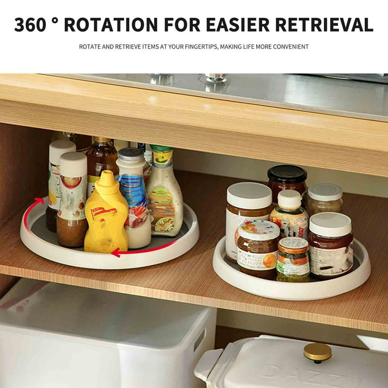 360 Rotation Non-Skid Spice Rack Pantry Cabinet Turntable with Seasoning  Storage Box Rotating Organizer for Kitchen Condiment