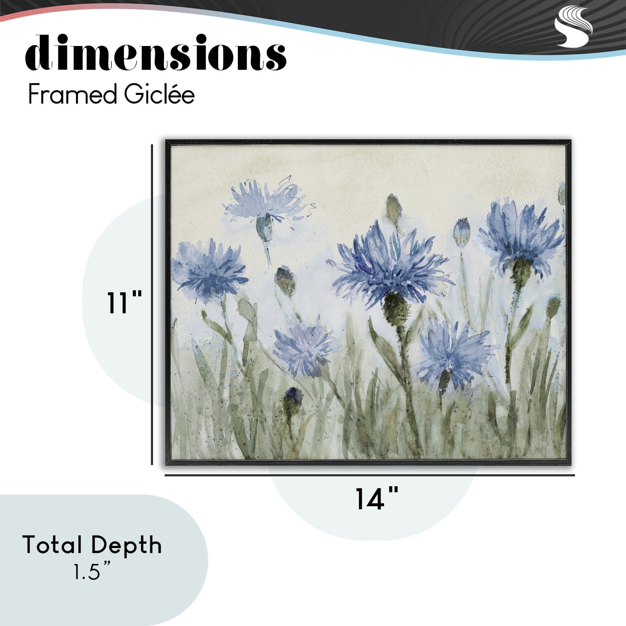 Stupell Industries Blue Cornflowers Meadow Black Framed Giclee Art, design by Lanie Loreth