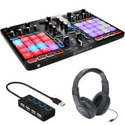 Hercules P32DJ + Sabrent 4-Port USB Hub with Individual LED lit Power Switches + Samson SR350 Over-Ear Stereo Headphones