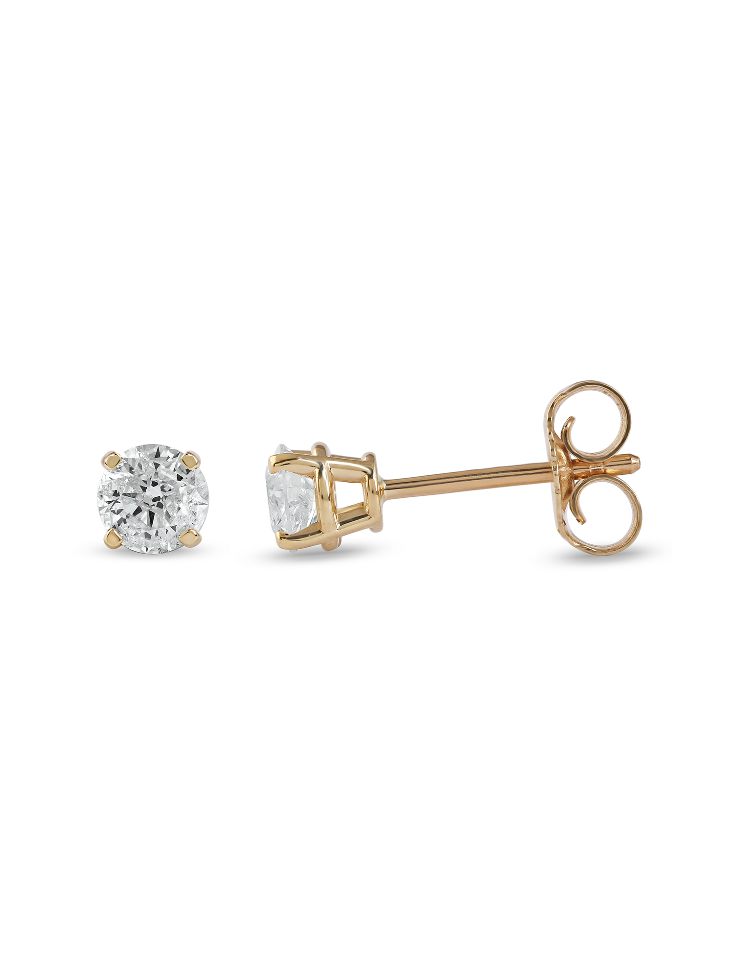 14k Yellow Gold 1/2Ct TDW Round-Cut Diamond Solitaire Stud Earrings