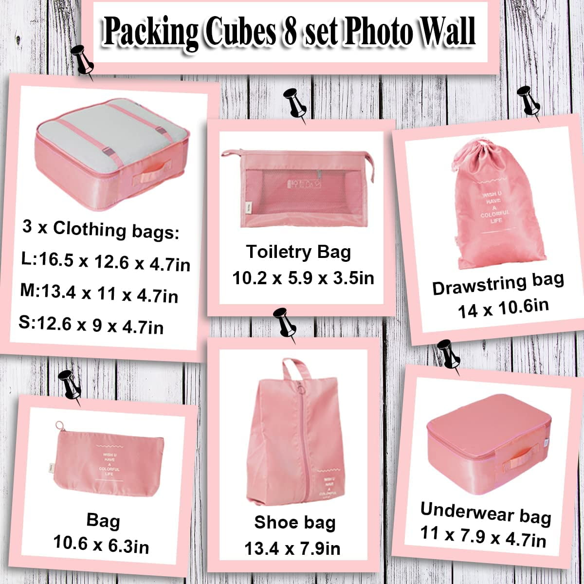 Vorkoi 8PCS Packing Cubes for Suitcases, Travel Cubes Packing Luggage Organizers Accessories Bag,Large Lightweight Waterproof Storage Bag Cosmetic Bag Clothes Shoe Bag