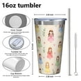 thumbnail image 4 of 16oz Tumblers Beige Princess Dress Pattern Stainless Steel Vacuum Insulated Double Wall Travel Tumbler Cups Mug with Lid and Straw,Cleaning Brush for Coffee,Tea, 4 of 4