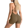 thumbnail image 7 of Maqroz Women's Backless Strappy Romper Seamless Athletic Jumpsuit for Yoga Gym Workout, Cross Back Bodysuit With Compression Bottoms, 7 of 7