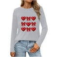 thumbnail image 2 of Wowcloth Woman's Valentine Print Casual Top, Long Sleeve Round Neck Design for Daily Wear and Valentine's Day, 2 of 5