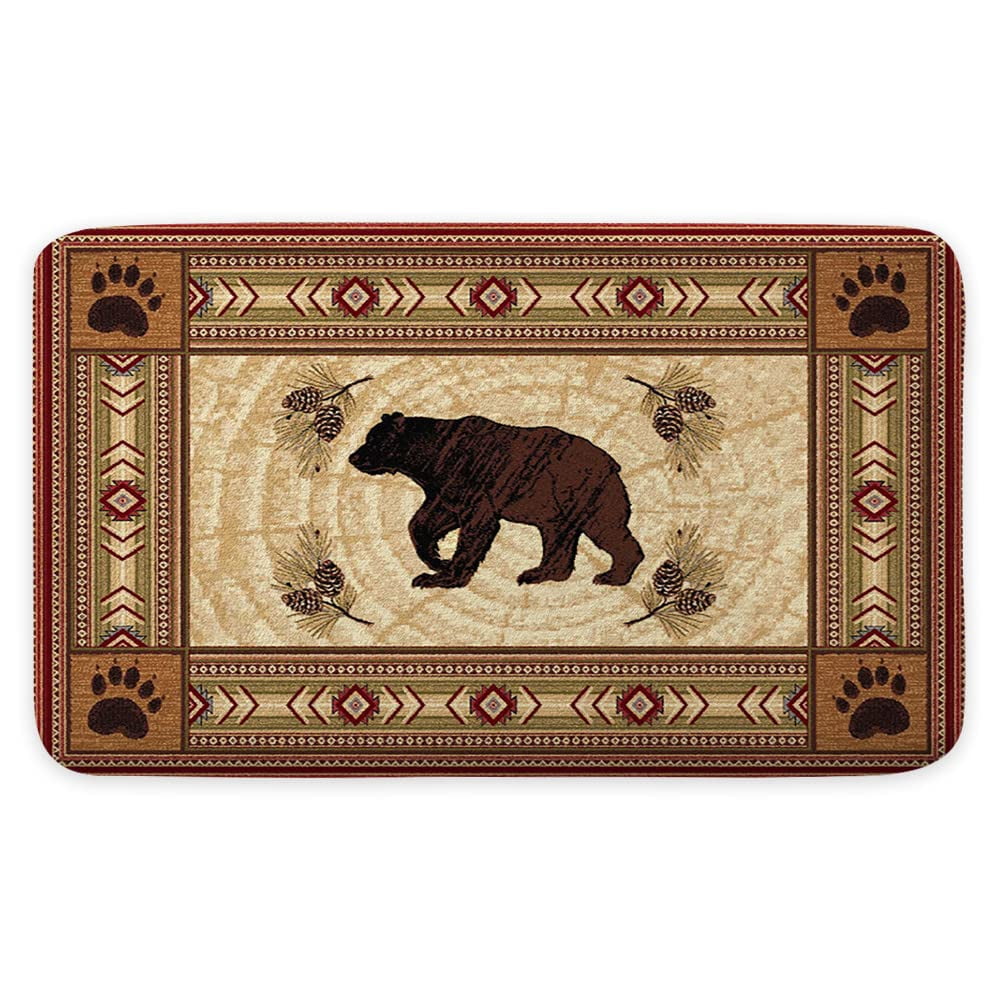 Bear Bathroom Rugs,Black Bear Bath Mats for Bathroom, Rustic Cabin Non
