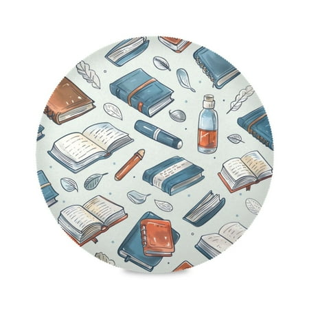 

Round Plate Mat 15.4x15.4 Inchesx1 Placemat Table Mat Kitchen Mat Coffee Mat Fabric Thick Strong Wear-Resistant Heat Resistance Blue Book
