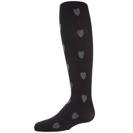 MeMoi Tights With Hearts On Them | Heart Tights for Girls by MeMoi 6-8 / Black MK 740