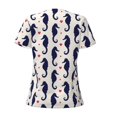 thumbnail image 3 of Uemuo Seahorses and Hearts Drawing Women's Deep V-Neck Low Cut Tops - Casual Loose Fit with Stainless Steel Loop, Soft, Breathable, Perfect for Office, Travel, and Daily Wear-X-Large, 3 of 5