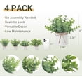 thumbnail image 4 of 4 Packs Small Fake Plants in Farmhouse Galvanized Pots Table Centerpiece Mini Potted Artificial Plants Faux Eucalyptus for Shelf Office Rustic Home Decor (White, Mini-6" H), 4 of 5
