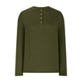 thumbnail image 3 of Womens Casual Henley Tops Solid Color Button Down V Neck Long Sleeve Pullover Loose Fit Tunics Tee, 3 of 6