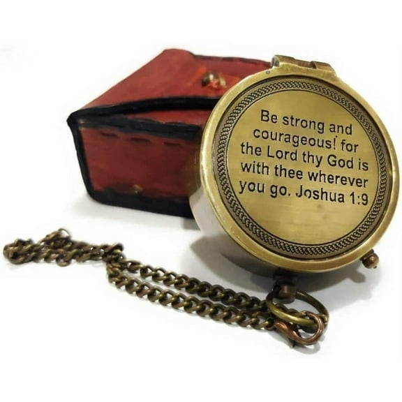 NauticalMart Be Strong Courageous Engraved Compass Directional Magnetic Pocket