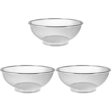 

NUOLUX 3pcs Stainless Steel Mesh Colander Strainer Basket Drainer Fine Mesh Strainer Rice Washing Bowl
