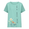thumbnail image 1 of XMMSWDLA Chemises Mode pour Femmes à Manches 3/4 pour Femmes T-Shirt Blouse Décontractée à Col Rond avec Coutures Fête Vert Menthe Hauts de Travail pour Femmes, 1 of 3