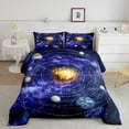 thumbnail image 2 of Outer Space Comforter Set Queen Universe Themed Bedding Set Teens Solar System Bedding Comforter Sets, Purple Galaxy Starry Sky Duvet Insert Outer Planet Print Quilt 3 Pcs, 2 of 7