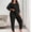 Black, variant on Dianli Pajamas Loungewear Plus Size Solid Color Seven Quarter Sleeve And Pants Thermal Pajama Set Soft Warm Breathable Relaxed Homewear Nightwear Sleepwear