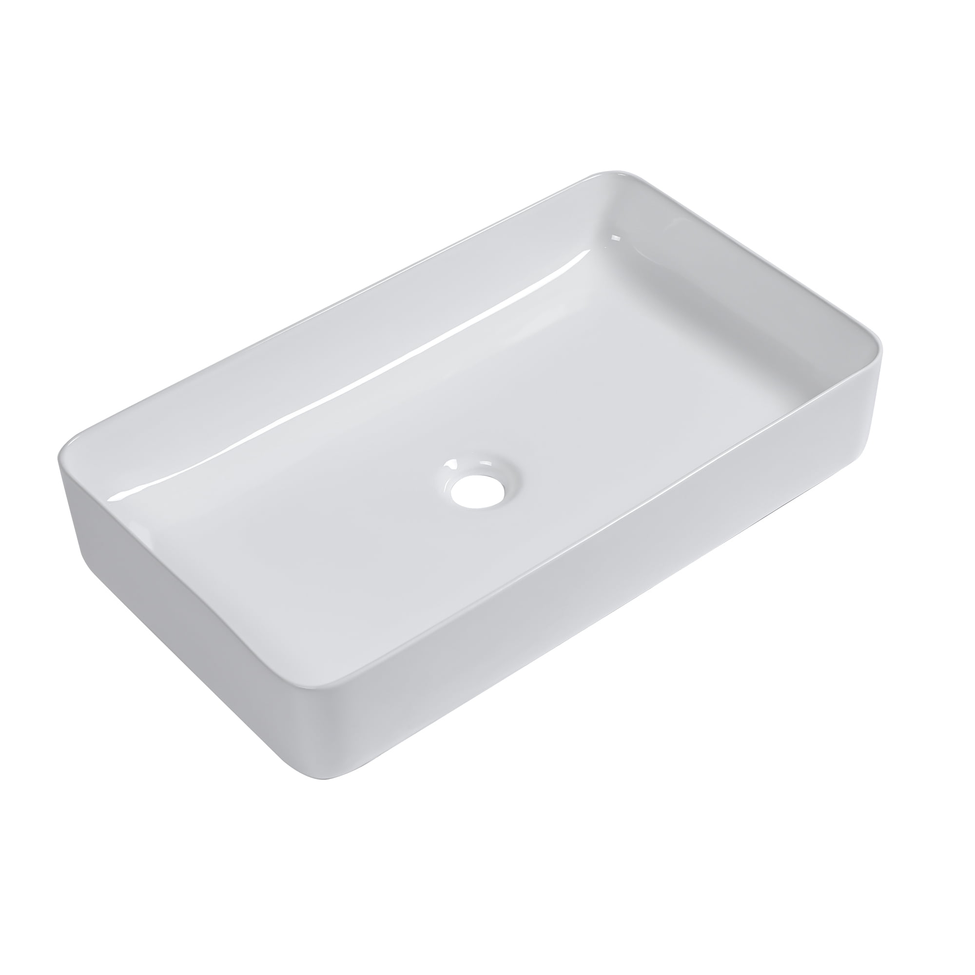 24"×14"×4.5" White Ceramic Rectangular Countertop Bathroom Sink