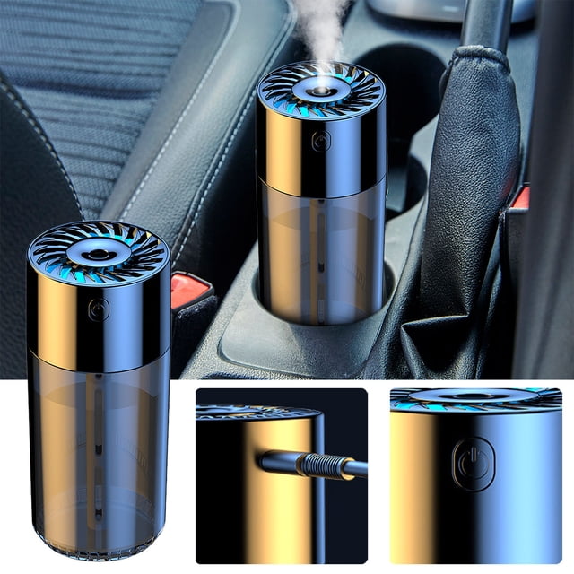 Xihbxyly Humidificador para Coche, Aromaterapia En Aerosol con Luces de Colores, Silencioso, Gran Capacidad de 300 Ml, Modos de Humedad Ajustables, Alimentación Por Usb, Ideal para Oficina, Hogar y C