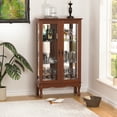 thumbnail image 3 of Miniyam 3 Tier Curio Cabinet Lighted Curio Diapaly Cabinet with Adjustable Shelves and Mirrored Back Panel,Walnut, 3 of 12